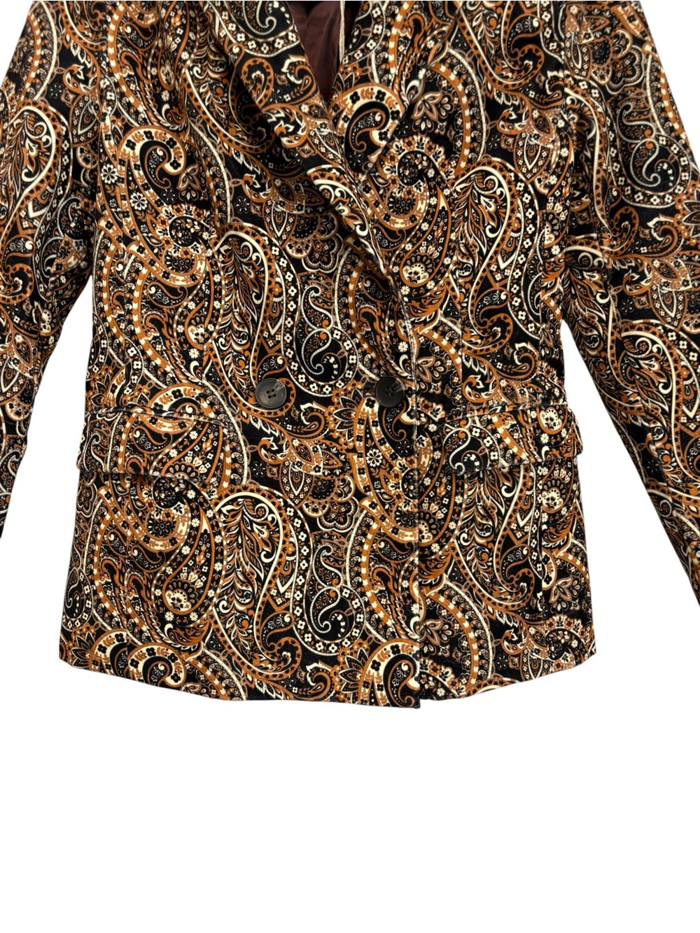 New Driftwood Velvet Jacquard Paisley 70’s Style Blazer Size XS - Picture 6 of 14